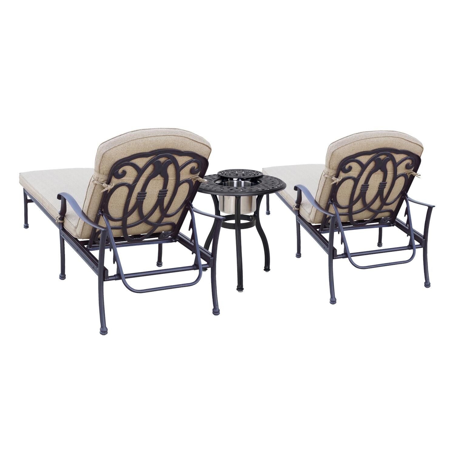 Darlee Florence 3 Piece Cast Aluminum Patio Chaise Lounge Set