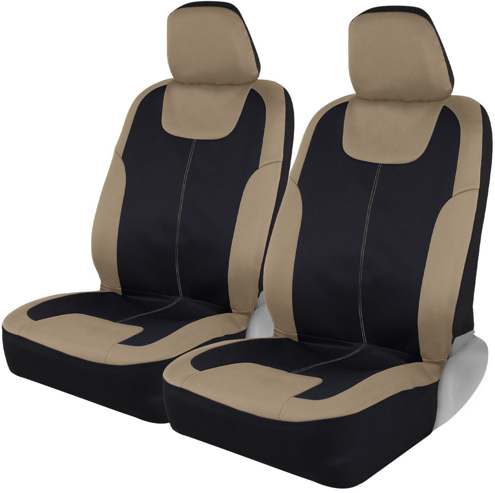 Motor Trend Premium Waterpoof Car Seat Covers for Front Seats， Beige - Universal Fit Car Truck Van SUV