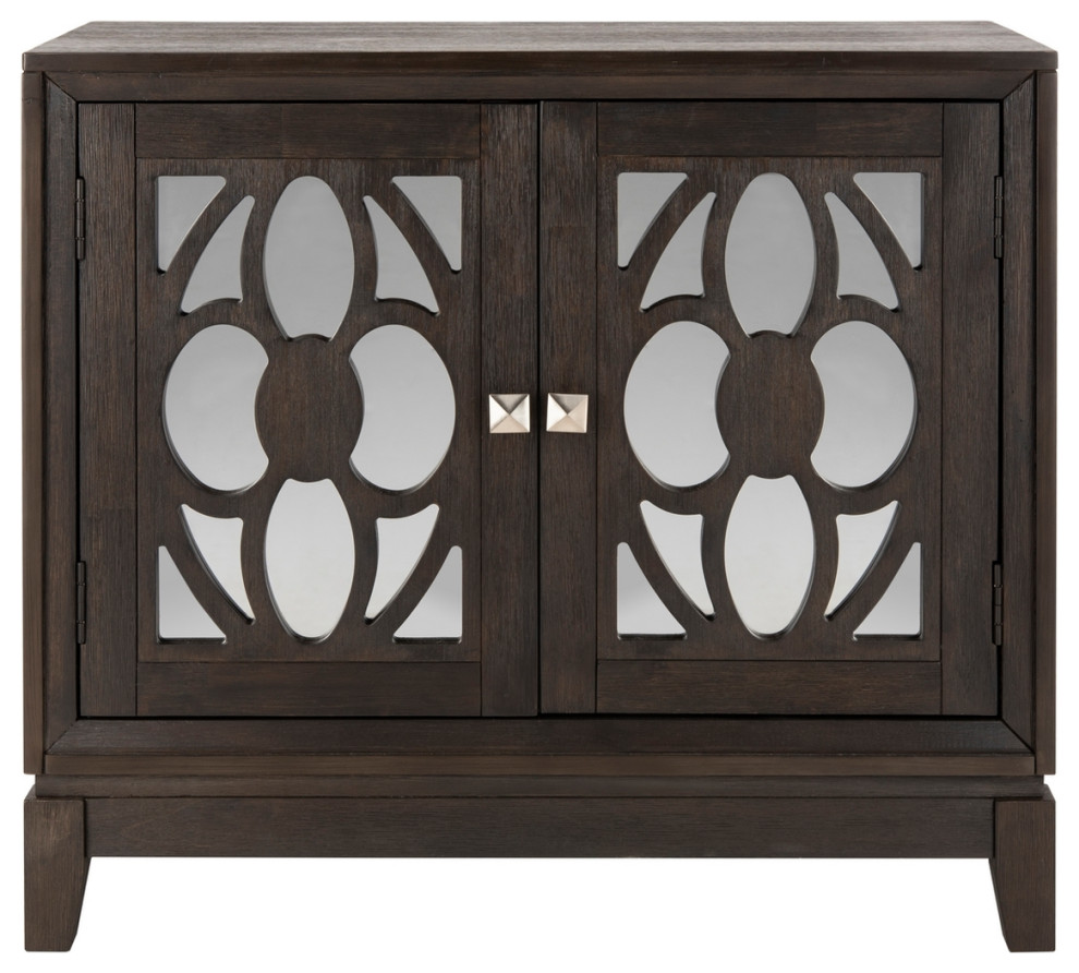 Kay 2 Door Chest Dark Espresso/ Black Mirror   Transitional   Accent Chests And Cabinets   by Peachtree Fine Furniture  Houzz