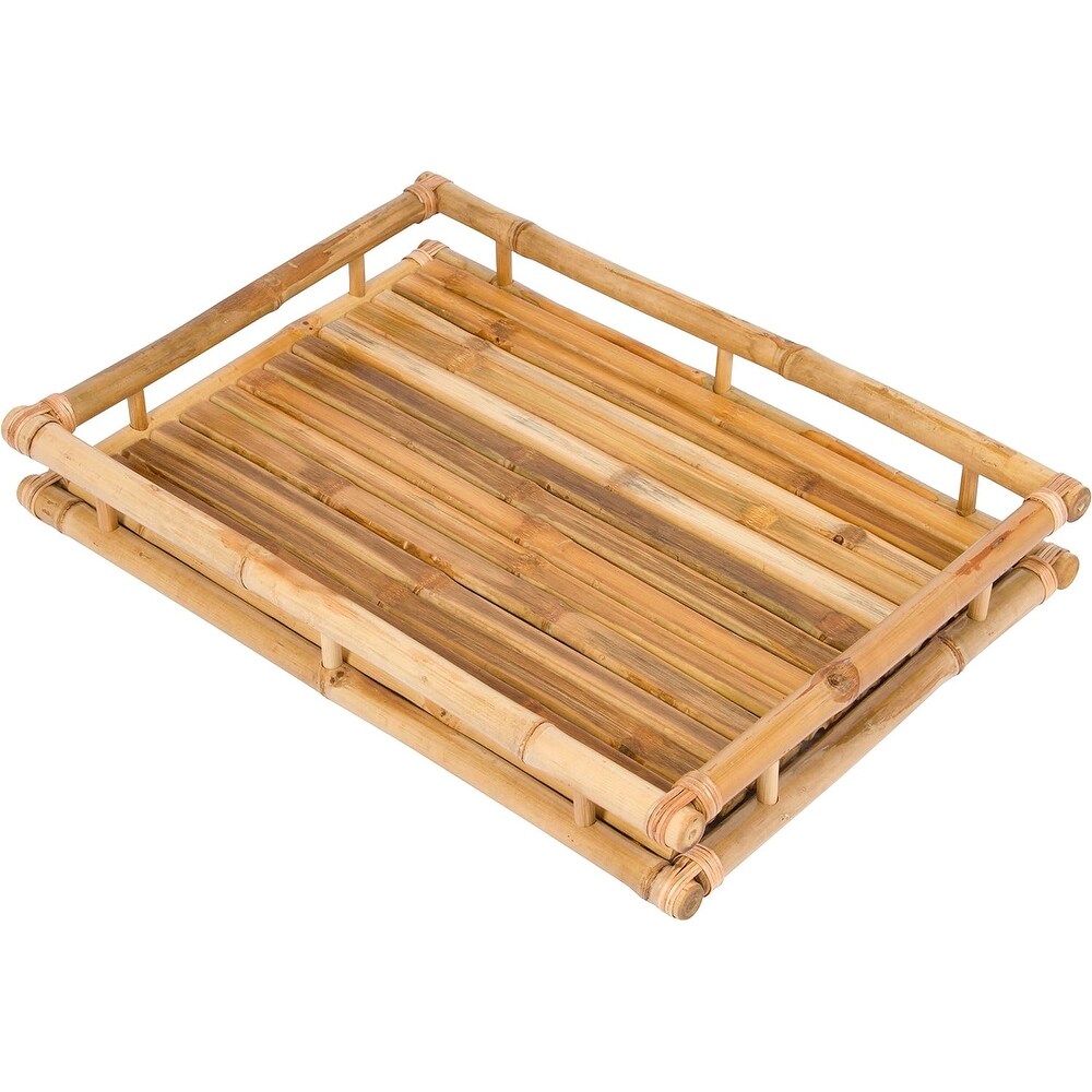 Bamboo Butler Table With Removable Serving Tray