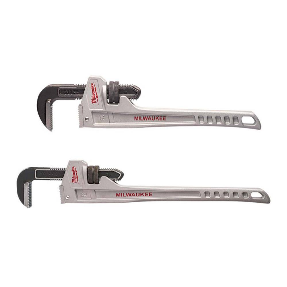 MW 24 in. and 18 in. Aluminum Pipe Wrench Set (2-Piece) 48-22-7218-48-22-7224