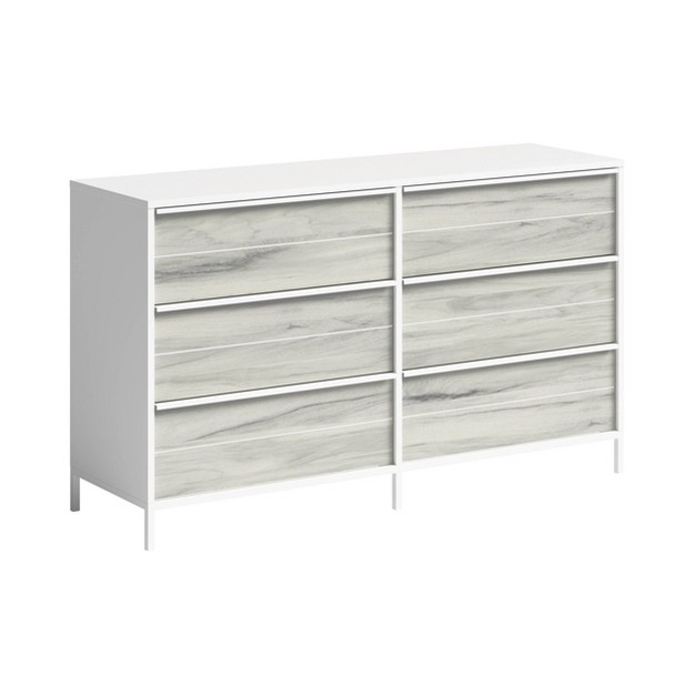 Boulevard Caf 6 Drawer White Sauder