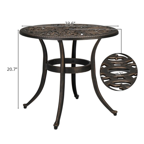 23.6inch Phoenix Table Round Garden Cast Aluminum Table Bronze