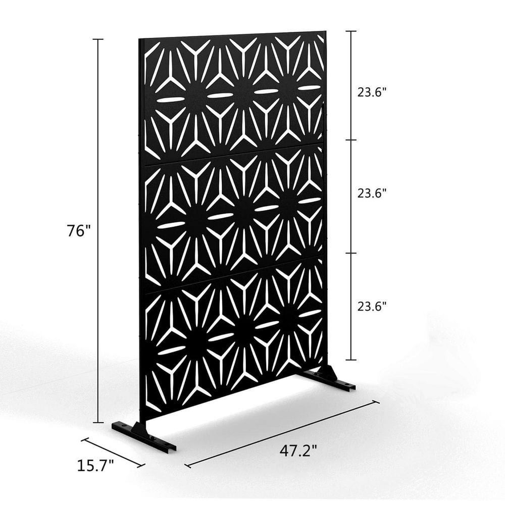 Tidoin 6.33 ft. H x 3.93 ft. W Black Laser Cut Privacy Mesh Screening Garden Metal Fence Panel Neut-YDD0-M8U