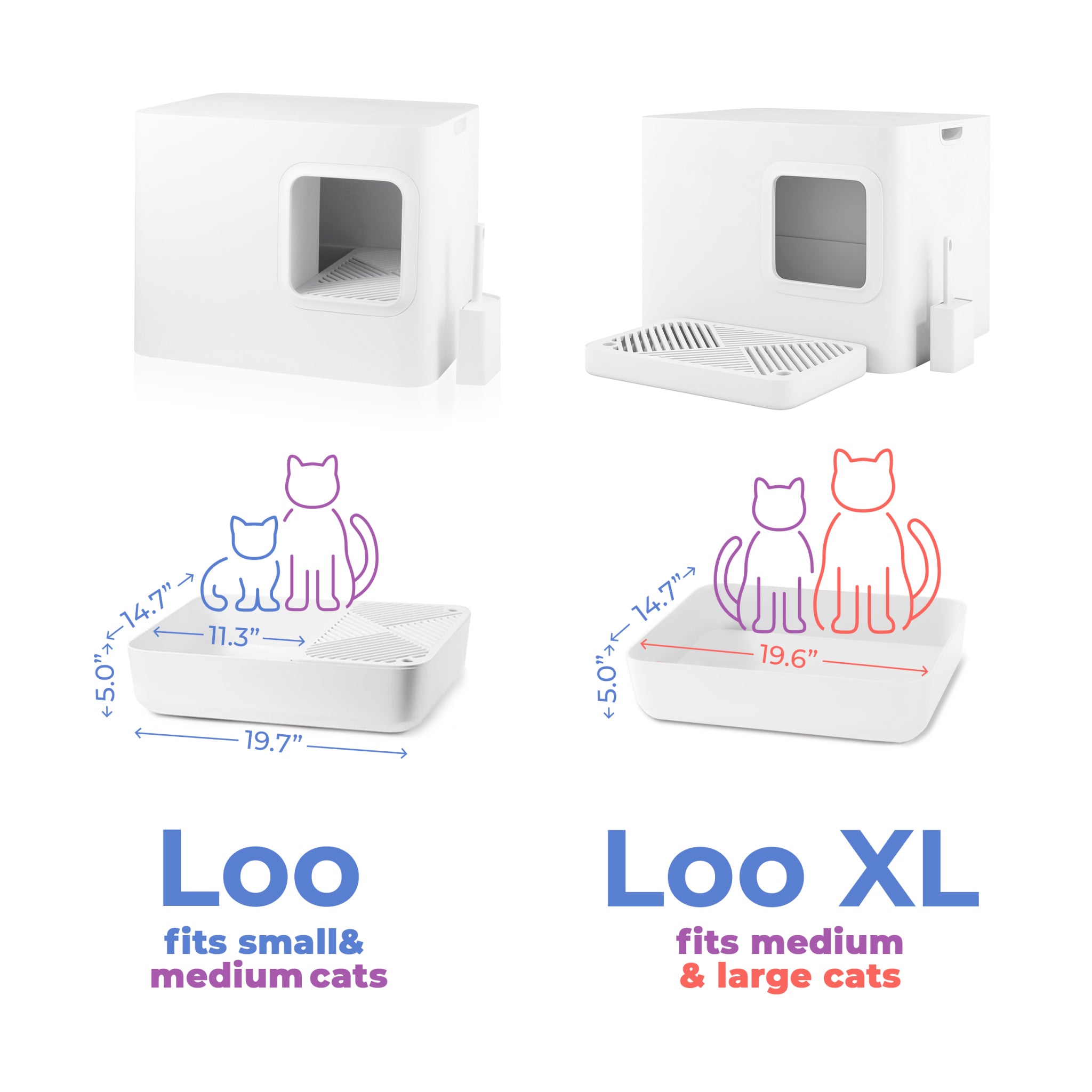 MEOWY STUDIO Loo XL Covered Cat Litter Box， Aspen White