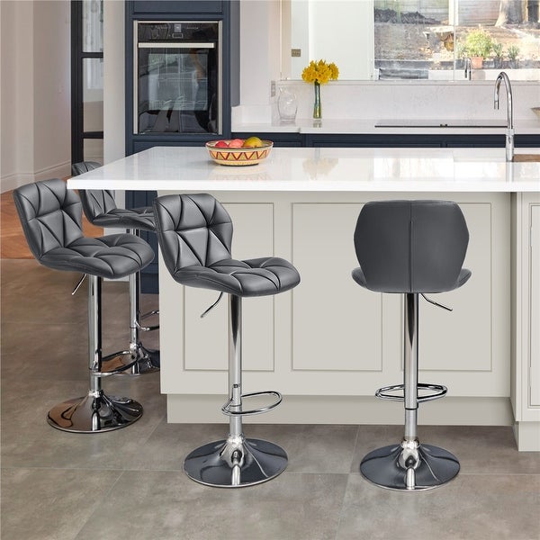 Yaheetech Adjustable Faux Leather Swivel Armless Bar Stool， Set of 2