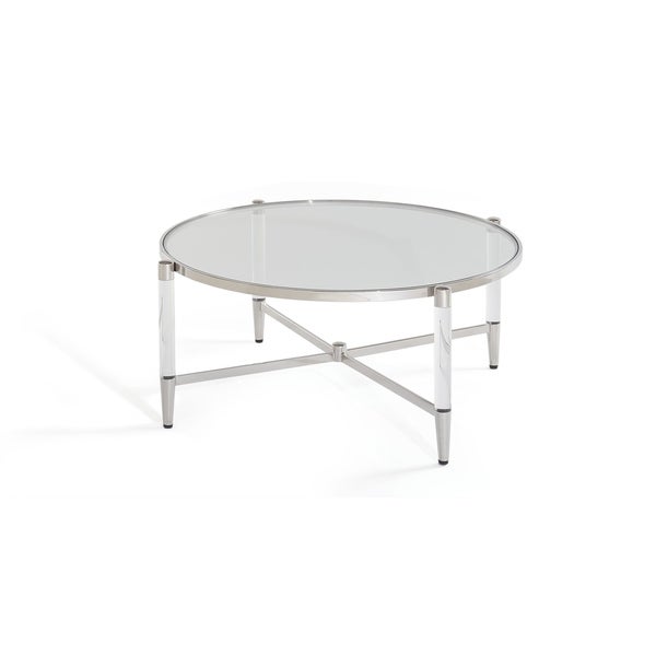 Marilyn Glass Top and Steel Base Round Coffee Table