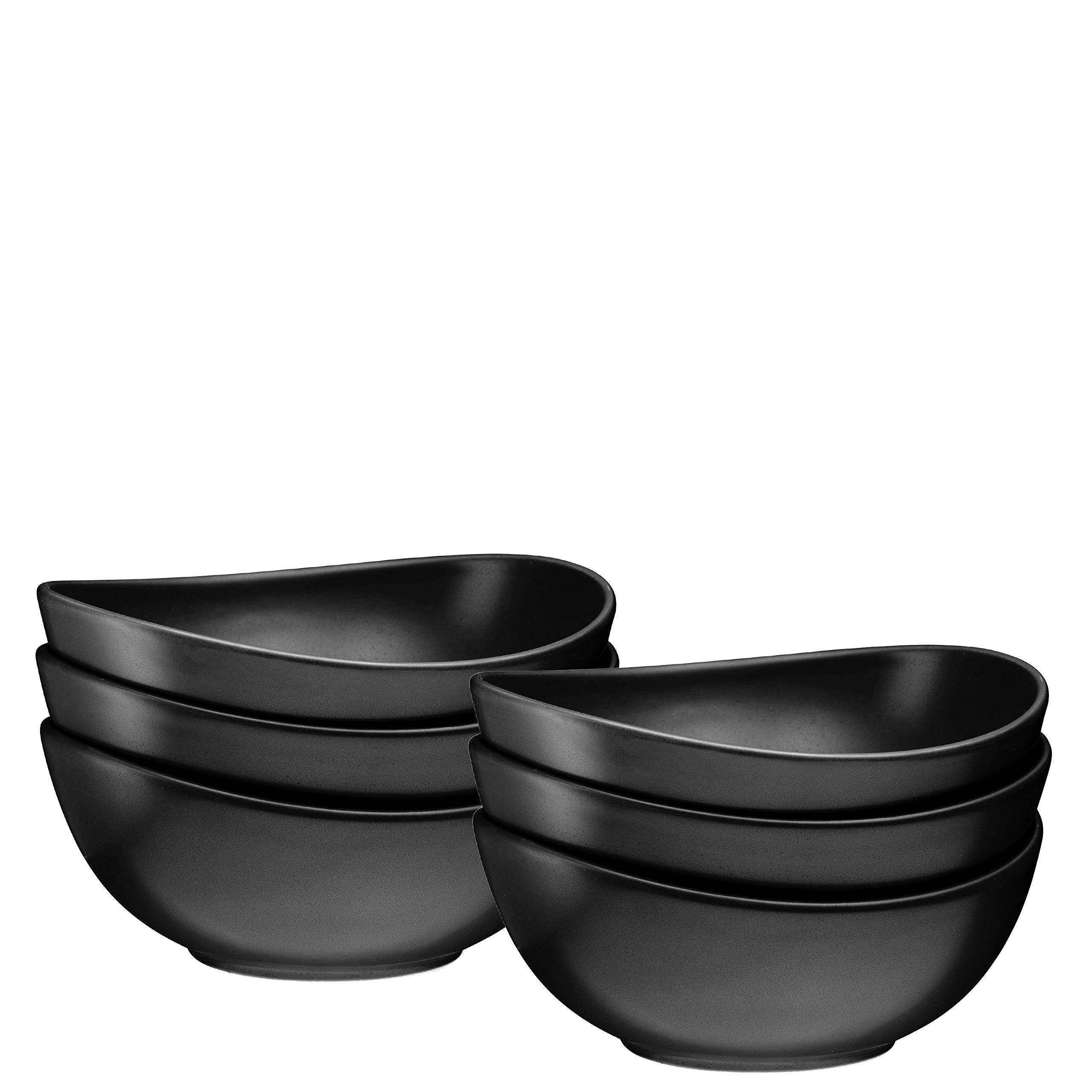 Bruntmor Ceramic Salad， Cereal And Pasta Bowls Set Of 6， Shallow Dinner Bowls That Are Oven， Microwave Oven And Dishwasher Safe， Chip And Scratch Resistant， Matte Black， 28 oz