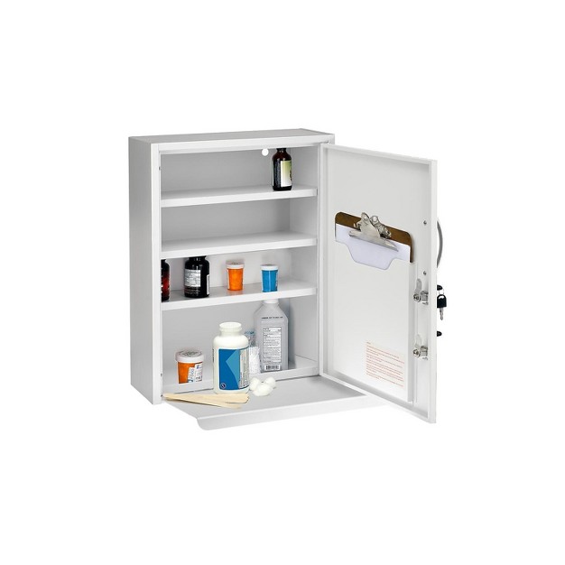 Adirmed 21 In H X 16 In W Dual Lock Medicine Security Medical Cabinet In White With Pull out Shelf