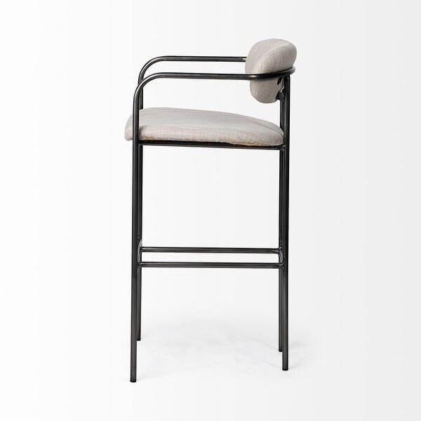 Parker Beige Fabric Seat w/Gun Metal Grey Metal Base Bar Stool