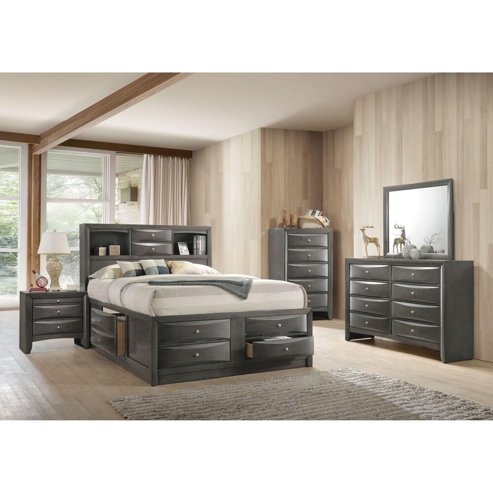 ACME Ireland Storage Queen Bed in Gray Oak