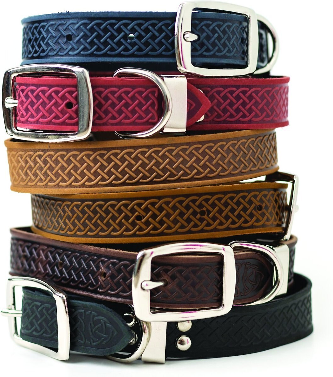 Euro-Dog Celtic Style Luxury Leather Dog Collar