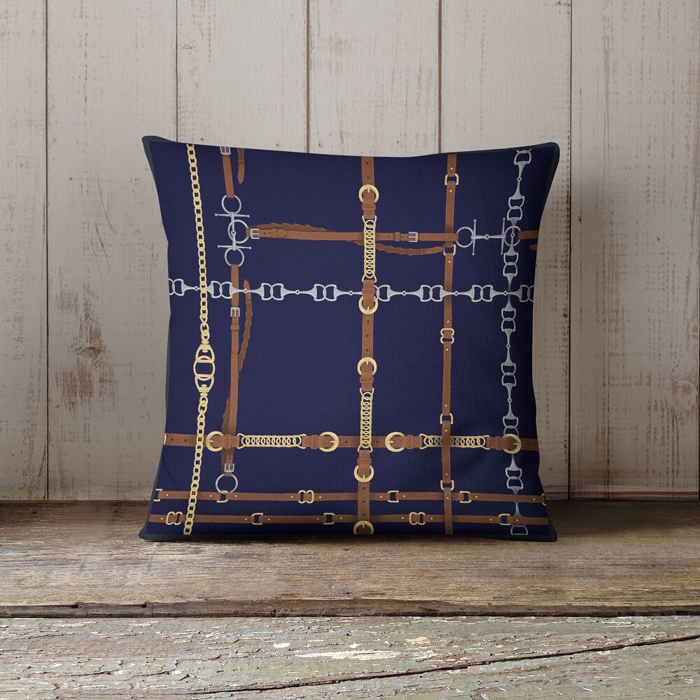 BRIDAL   BITS PLAID NAVY IndoorOutdoor Pillow by Kavka Designs