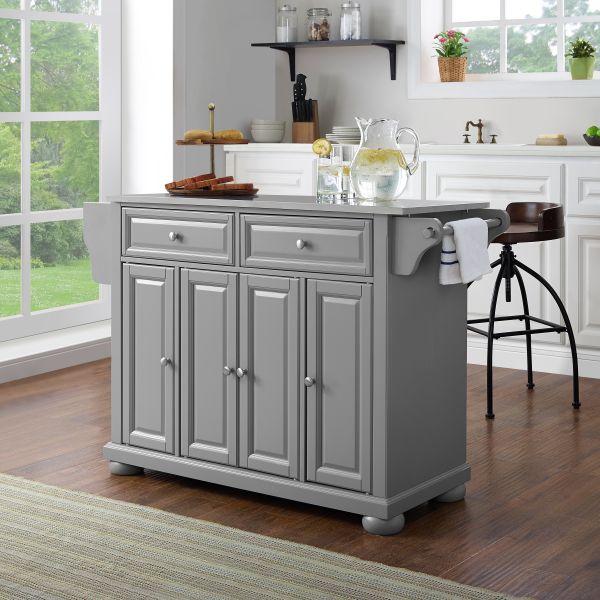 Alexandria Stainless Steel Top Kitchen Island/Cart