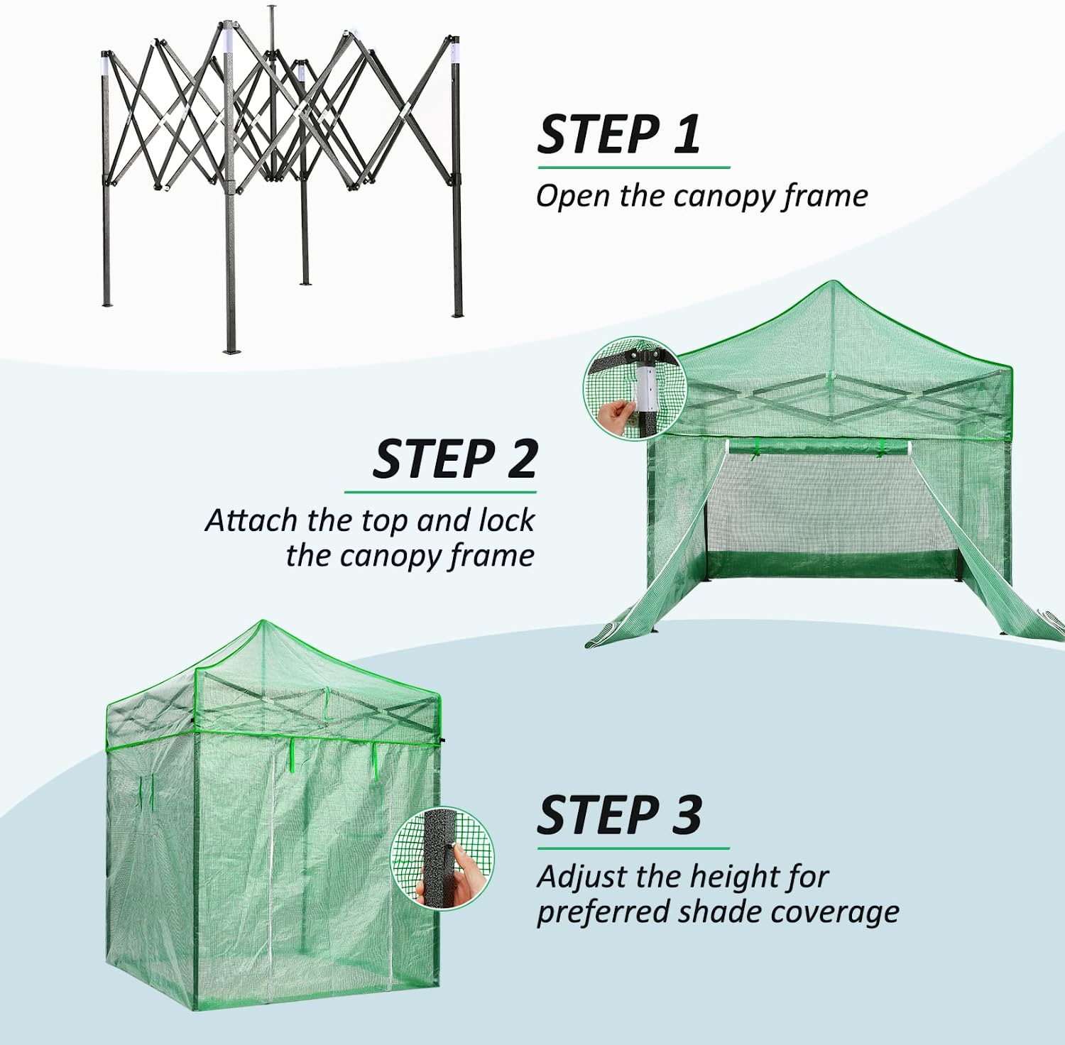 Likein Green House for Outdoors Heavy Duty, Walk in Pop up Greenhouse, 6.6x6.6FT