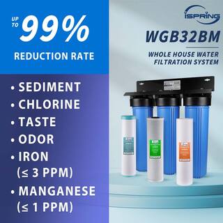 ISPRING 3-Stage Whole House Water Filtration System with Sediment Carbon and Iron Manganese Reducing Whole House Water Filters WGB32BM