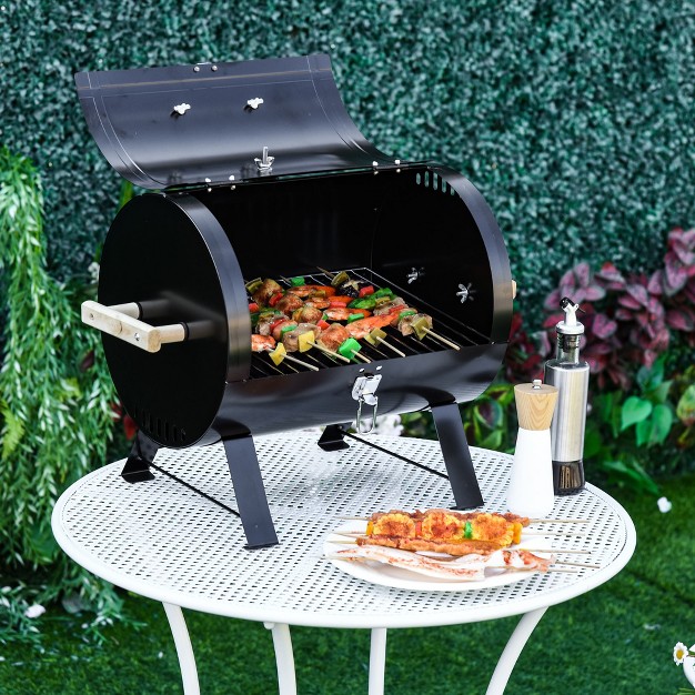 Outsunny Portable Charcoal Grill Tabletop Outdoor Barbecue Small Outdoor Mini Bbq For Camping Backyard Tailgating Beach Black