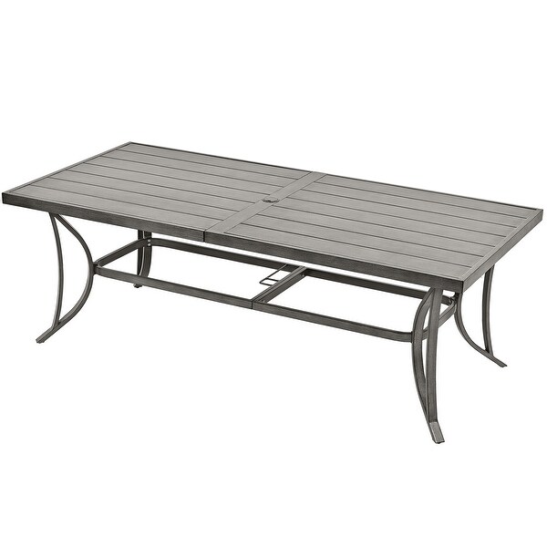 35.5'' W Outdoor Aluminum Dining Table with Umbrella Hole