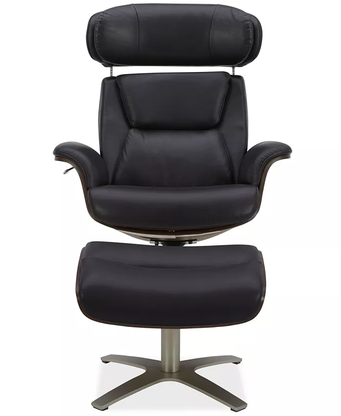 Furniture Janer Leather Swivel Chair and Ottoman Set