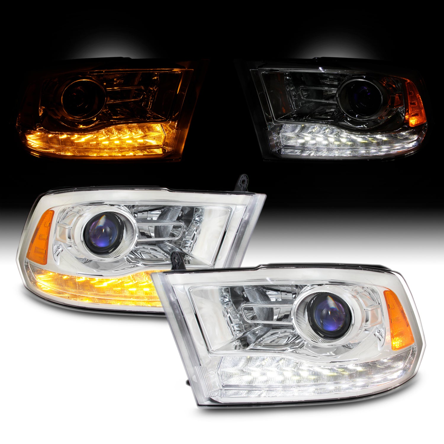 [Factory Upgrade]For 09-18 Dodge Ram LED DRL *SWITCHBACK* Projector Headlight