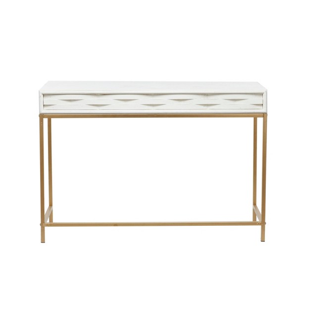 Contemporary 2 Drawer Metal Console Table White Olivia amp May