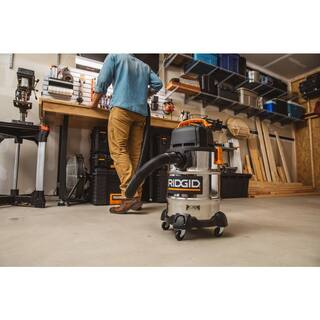 RIDGID 6 Gallon 4.25 Peak HP Stainless Steel WetDry Shop Vacuum with Filter Locking Hose and Six Accessories WD6425A