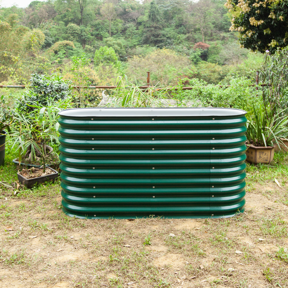 VEGEGA 32" Tall 5'x2' Modular Corrugated Metal Raised Garden Bed Kit - Dark Green (4 in 1)