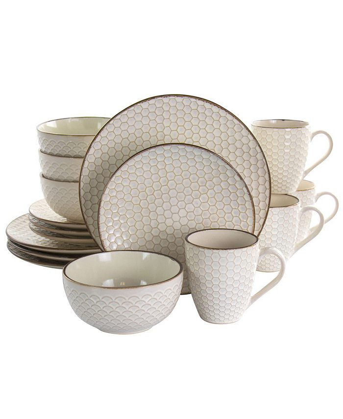 Elama Honey Dinnerware Set of 16 Pieces