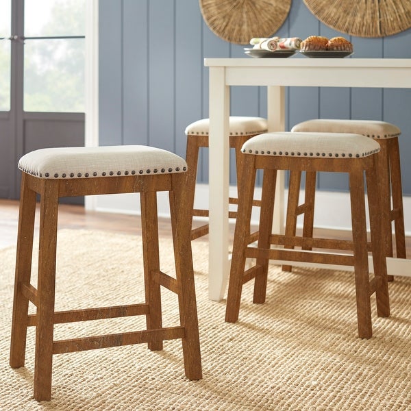 Lifestorey Tobias 24-inch Cushioned Farmhouse Counter Stool (Set of 4)