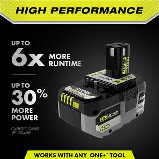 RYOBI ONE+ HP 18V HIGH PERFORMANCE Lithium-Ion 6.0 Ah Battery (2-Pack) w FREE 4.0 Ah HIGH PERFORMANCE Battery  Charger PBP2007-PSK014