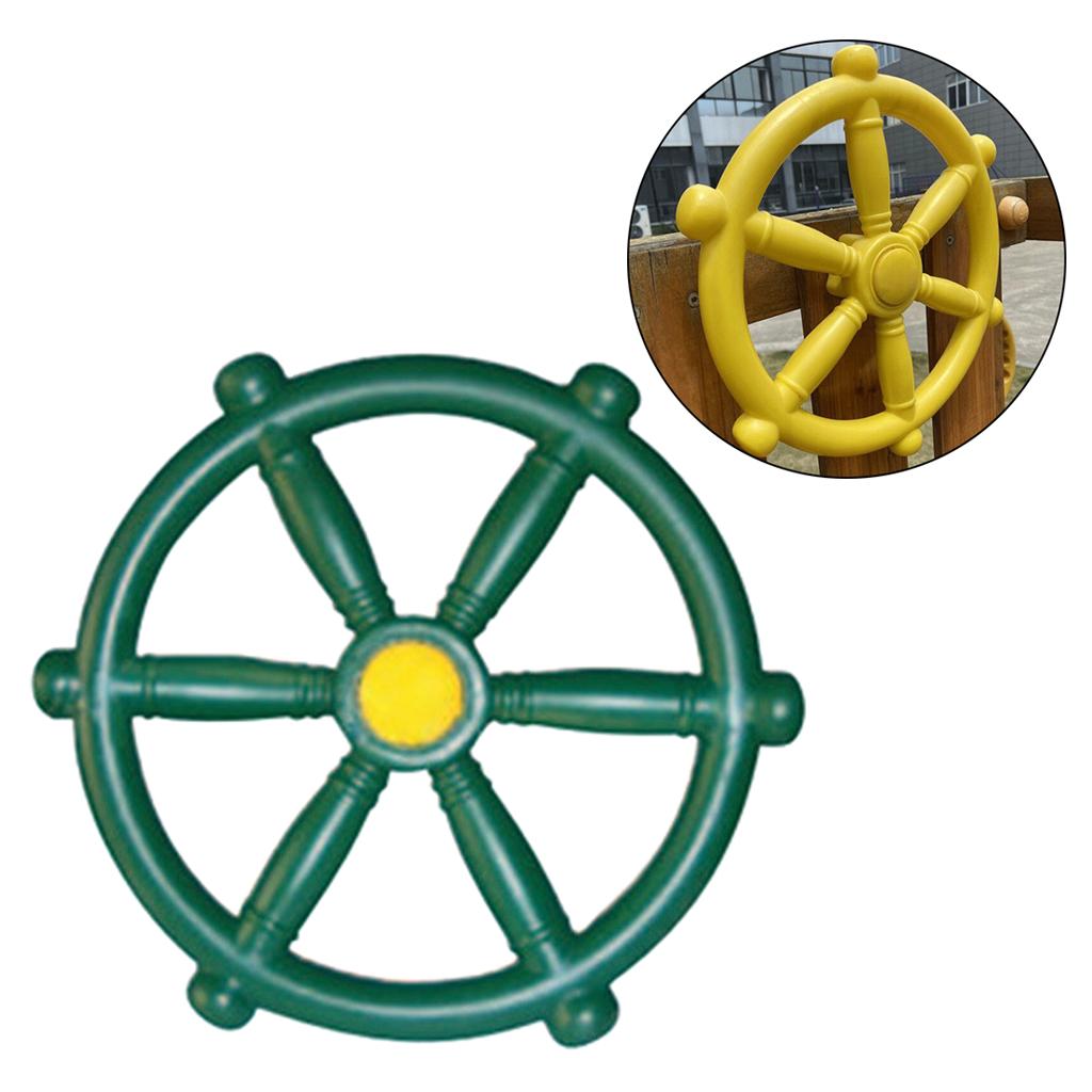 Pirate Ship Wheel for Kids Outdoor Playhouse， Treehouse， Backyard Playset Or Swingset， Playground Accessories， Wooden Attachments Parts - green