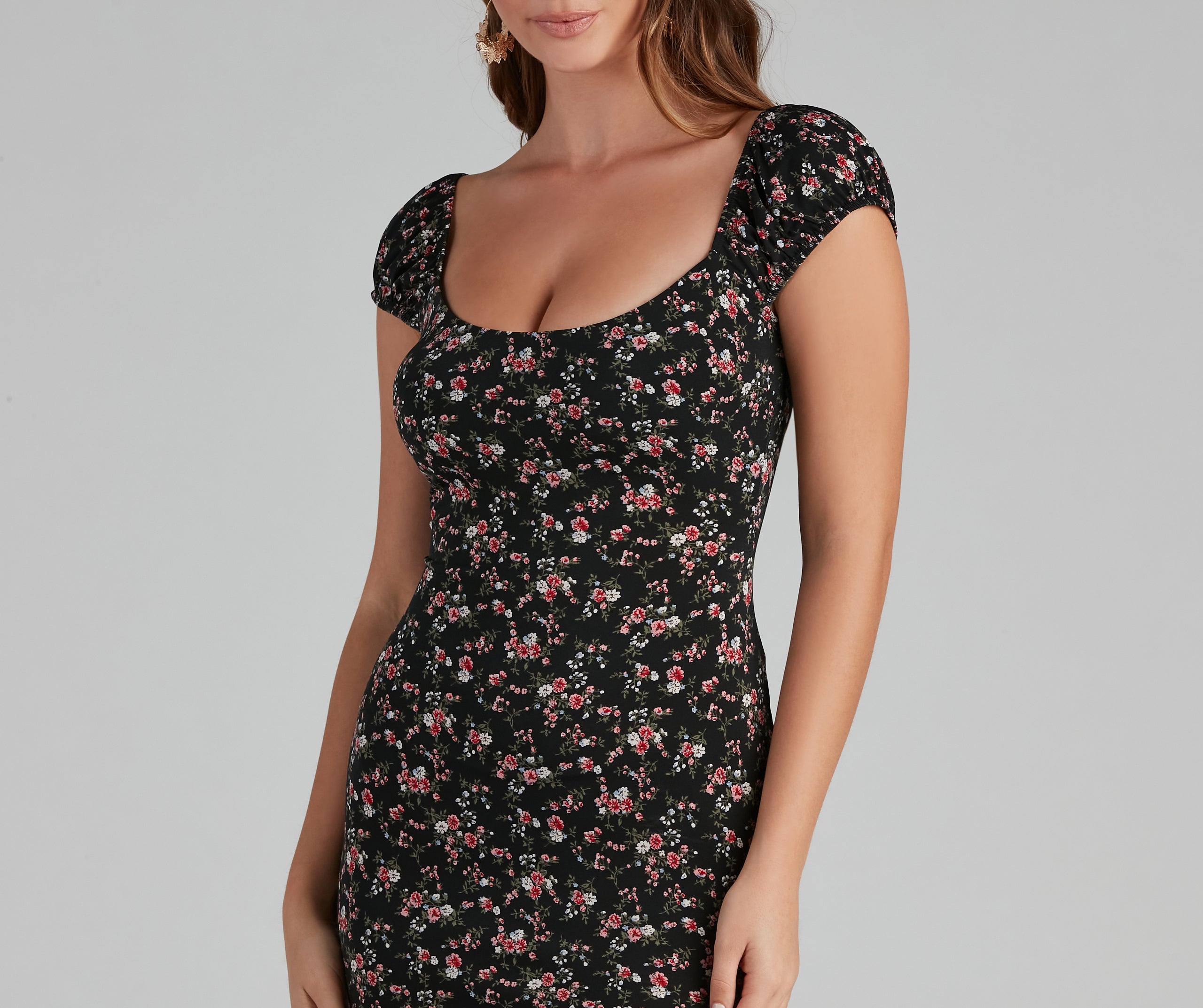 Ditsy Floral Scoop Mini Dress