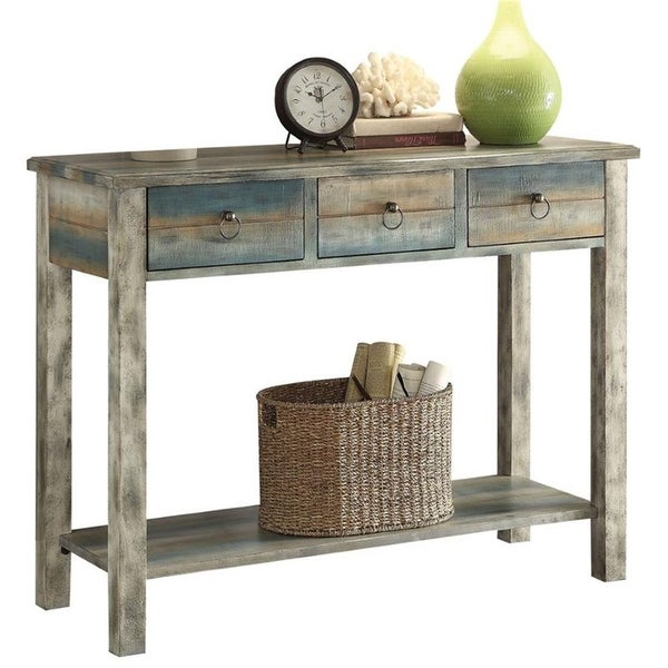 Rustic Multicolor Console Table， Sofa Table With Drawers And Shelf