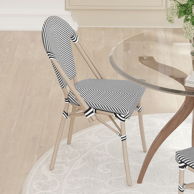 Emma And Oliver Massalia Indoor/outdoor Stacking French Bistro Style Chairs With Textilene Seat