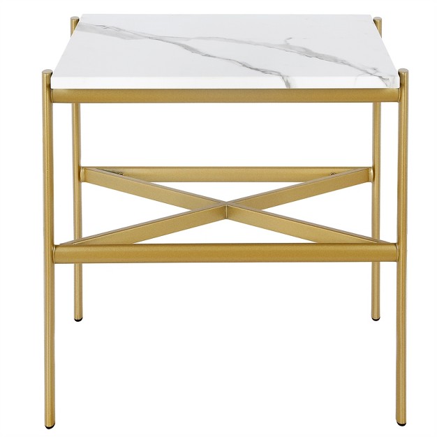 Gold Side Table With Faux Marble Top Henn amp hart