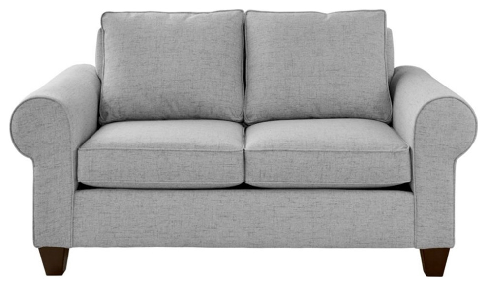 Picket House Furnishings Sole 66 quotW Wood  ampFabric Loveseat in Gray Finish   Transitional   Loveseats   by Homesquare  Houzz