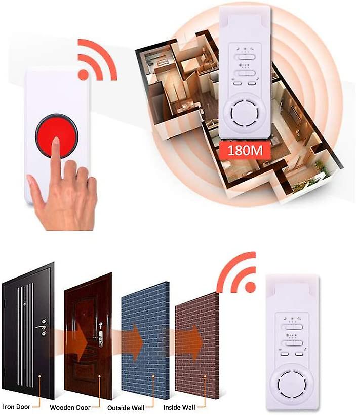 Home Alert Wireless Alarm Patient Elderly Personal Alarm System And Emergency Call Button Pager Alarm (1 In 1)