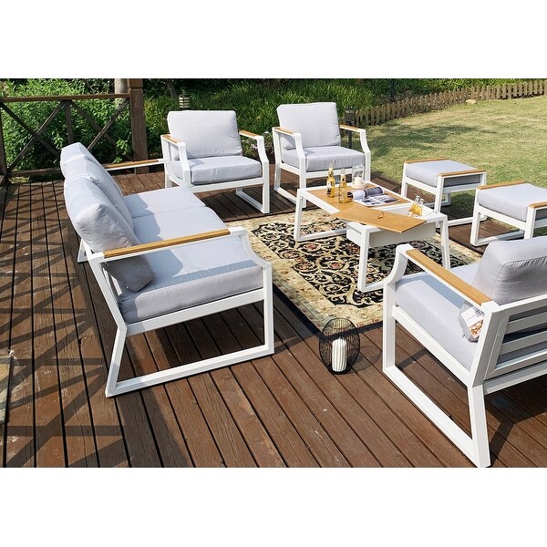 Moda 7piece Outdoor Steel Sofa Set with Ice Bucket Table