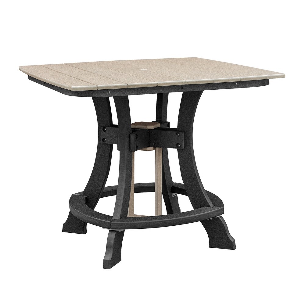 OS Home and Office Model Counter Height Square Table in Weatherwood with Black Base