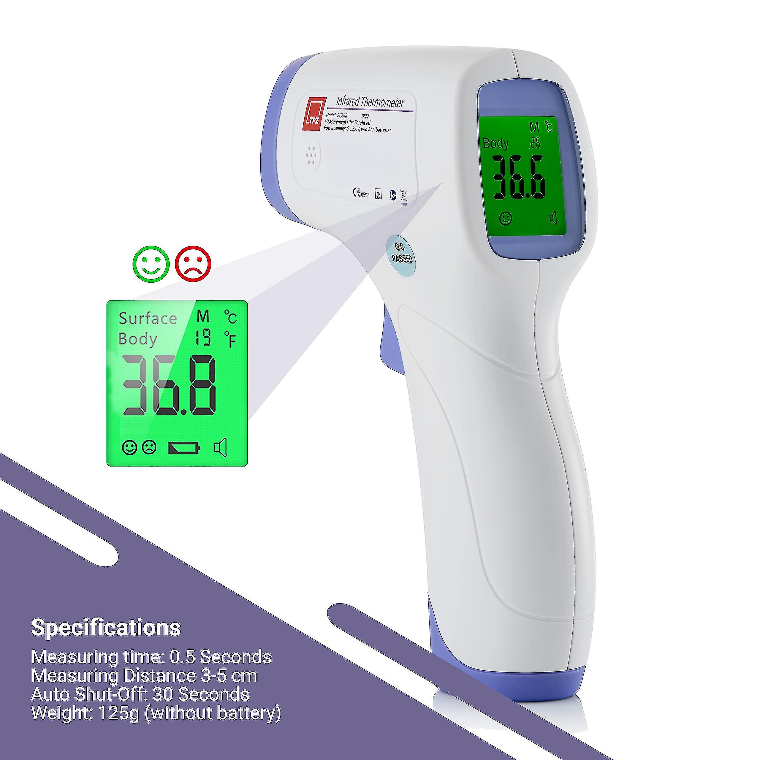 No Touch Infrared Forehead Thermometer Instant Temperature Checker Room， Surface And Body Mode Thermometer