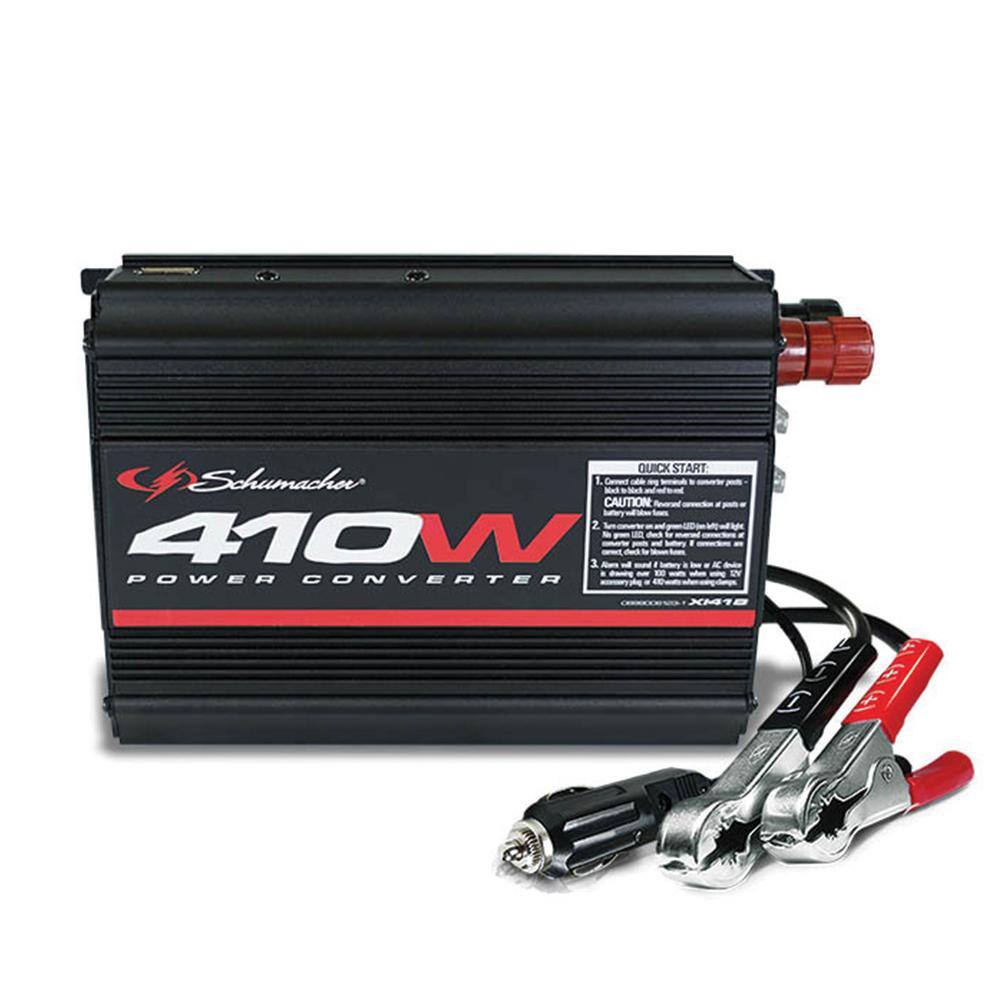 Schumacher Electric 400-Watt Power Inverter with Battery Clamps and 12-Volt Male Adapter Plug XI41B