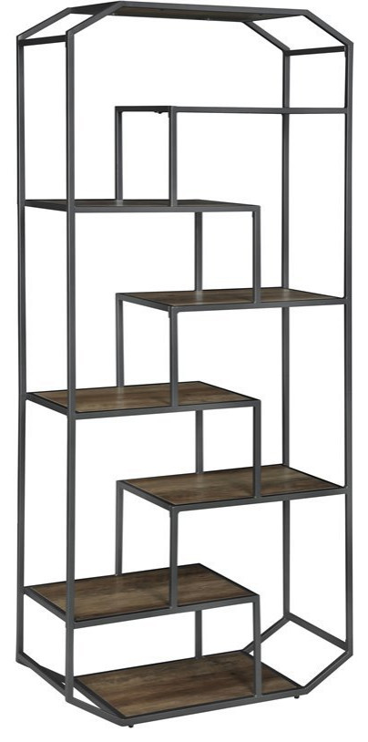 Coaster Leland 7 Shelf Farmhouse Wood Bookcase with Scratch Resistant in Brown   Industrial   Bookcases   by Homesquare  Houzz