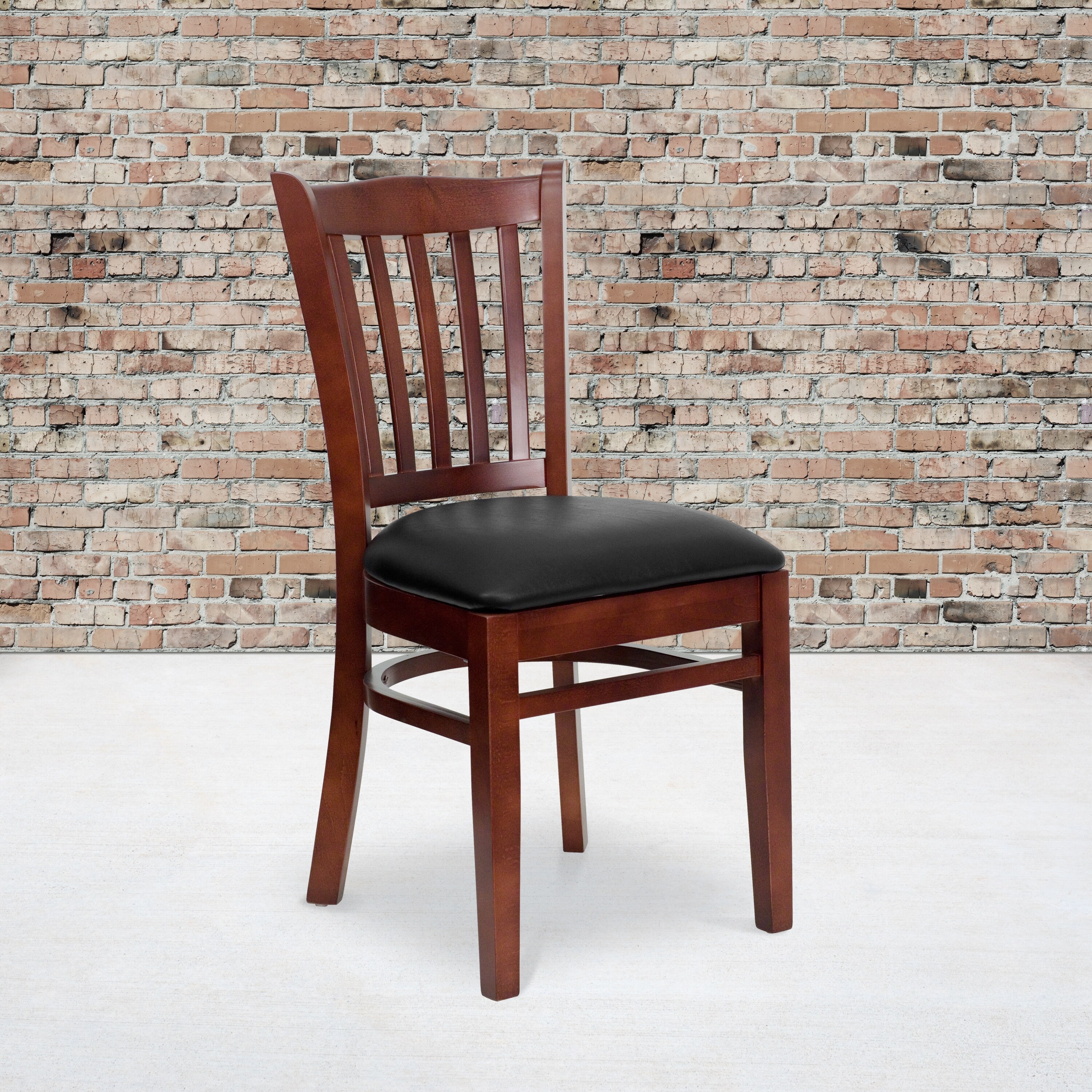 Mahogany Hardwood Slat Back Restaurant Chair - 17.5