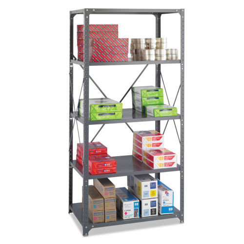 Safco Commercial Steel Shelving Unit， Five-Shelf， 36w x 24d x 75h， Dark Gray (6267)