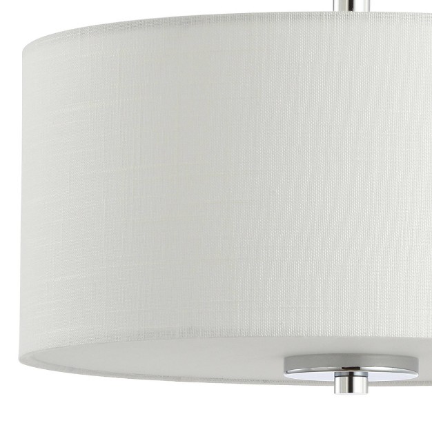 Marc Metal linen Led Semi flush Mount Chrome includes Energy Efficient Light Bulb Jonathan Y