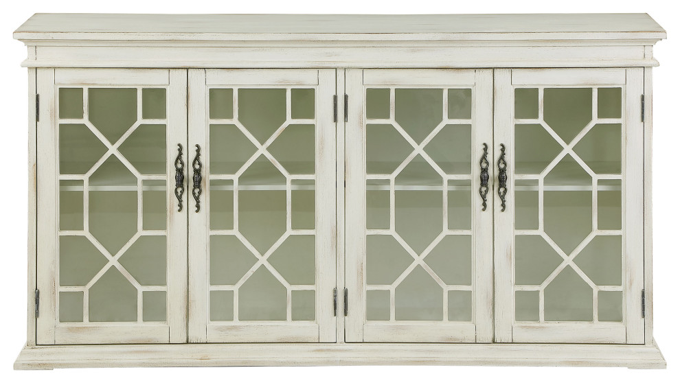 Kiara 4 door Accent Cabinet With Adjustable Shelves White   Modern   Accent Chests And Cabinets   by Modon  Houzz