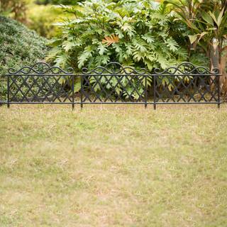 Gardenised 14 in. H Plastic Garden Edging Border Fence with Flower Bed Barrier (Set of 3) QI004078