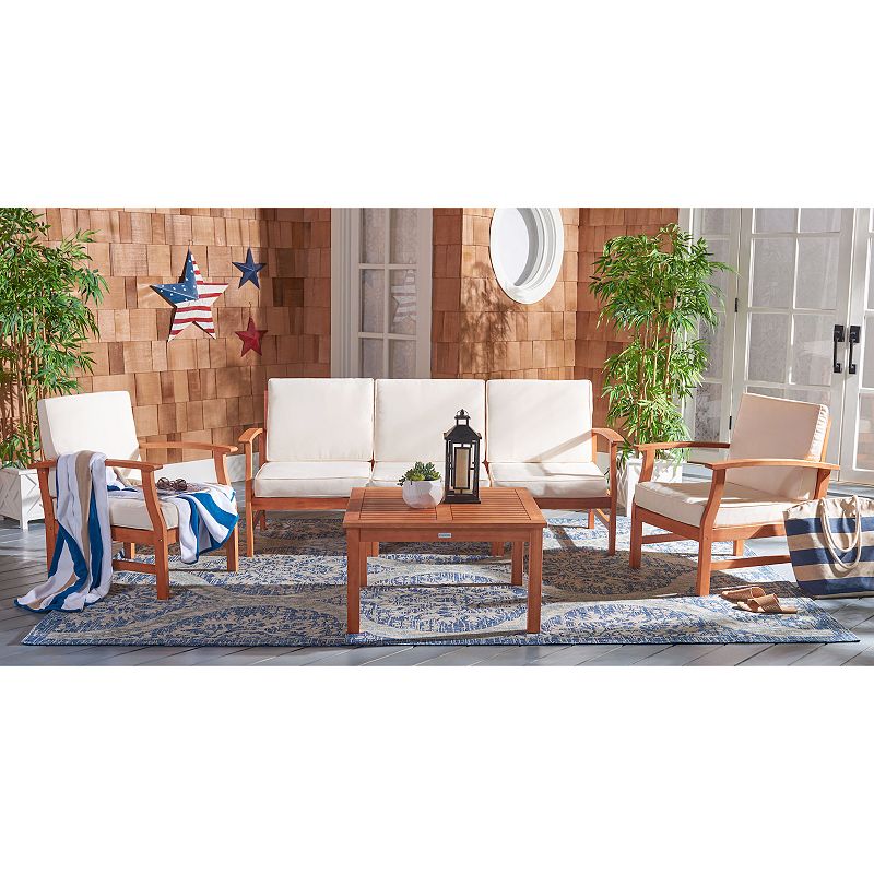 Safavieh Parcer Living Loveseat， Chair and Coffee Table Patio 4-piece Set