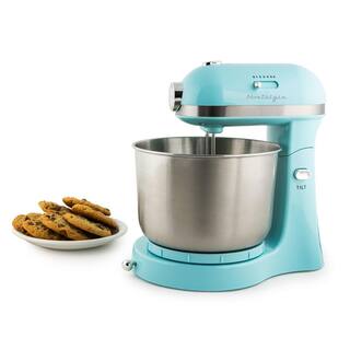 Nostalgia 3.5 Qt. 6-Speed Aqua Stand Mixer with Beaters and Dough Hooks CLSMIXER356AQ