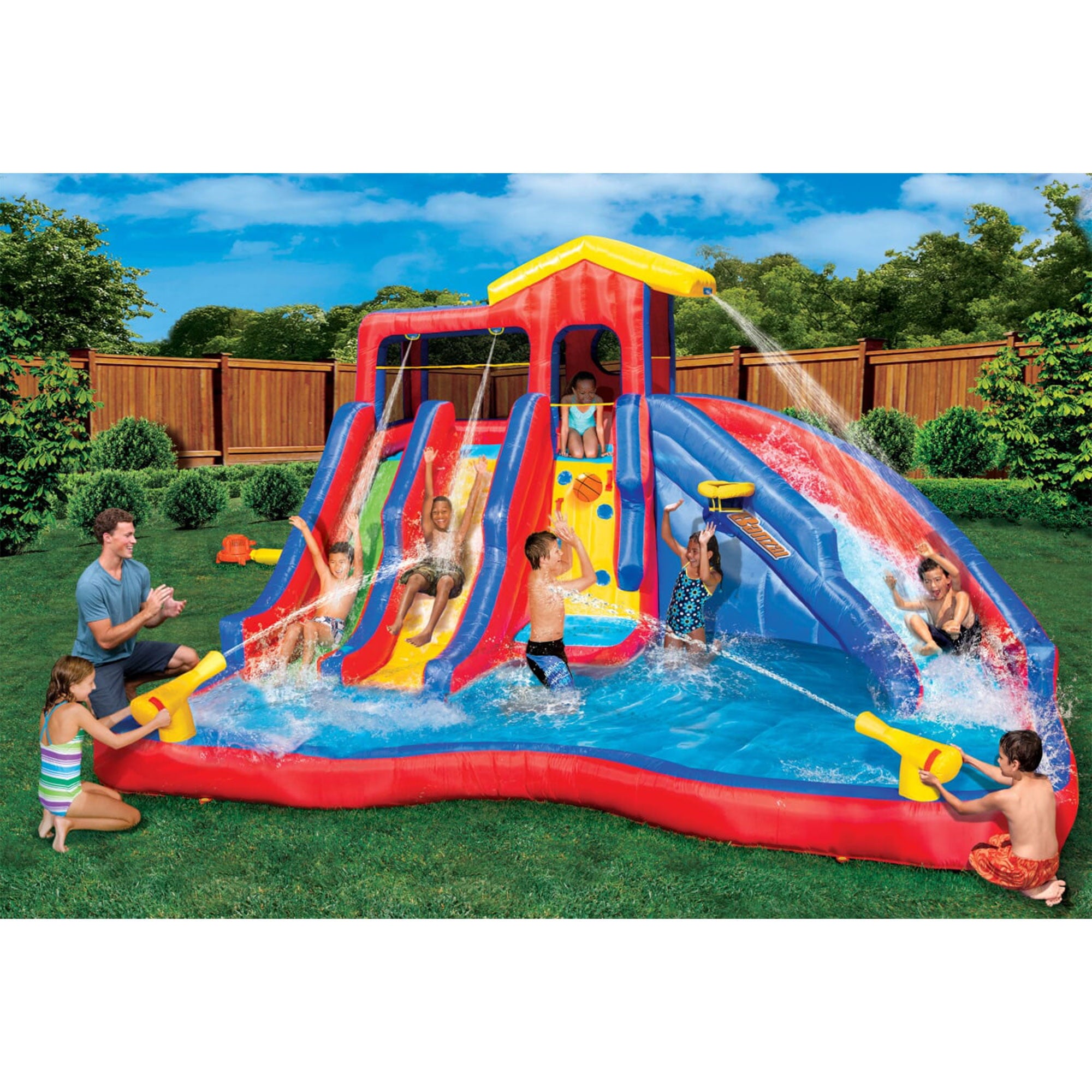 Banzai Hydro Blast Kids Inflatable Backyard Waterpark Pool Play Center